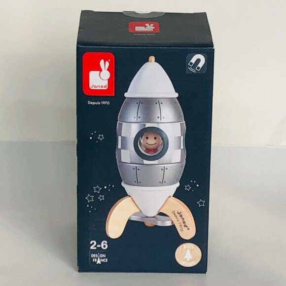 Janod Wooden Silver Magnetic Rocket Kit New in Box For Age 2+ - Picture 9 of 15